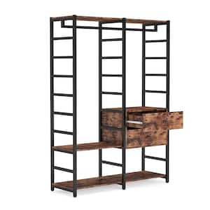 Rustic Brown Wood Clothes Rack 47.24 in. W x 70.86 in. H