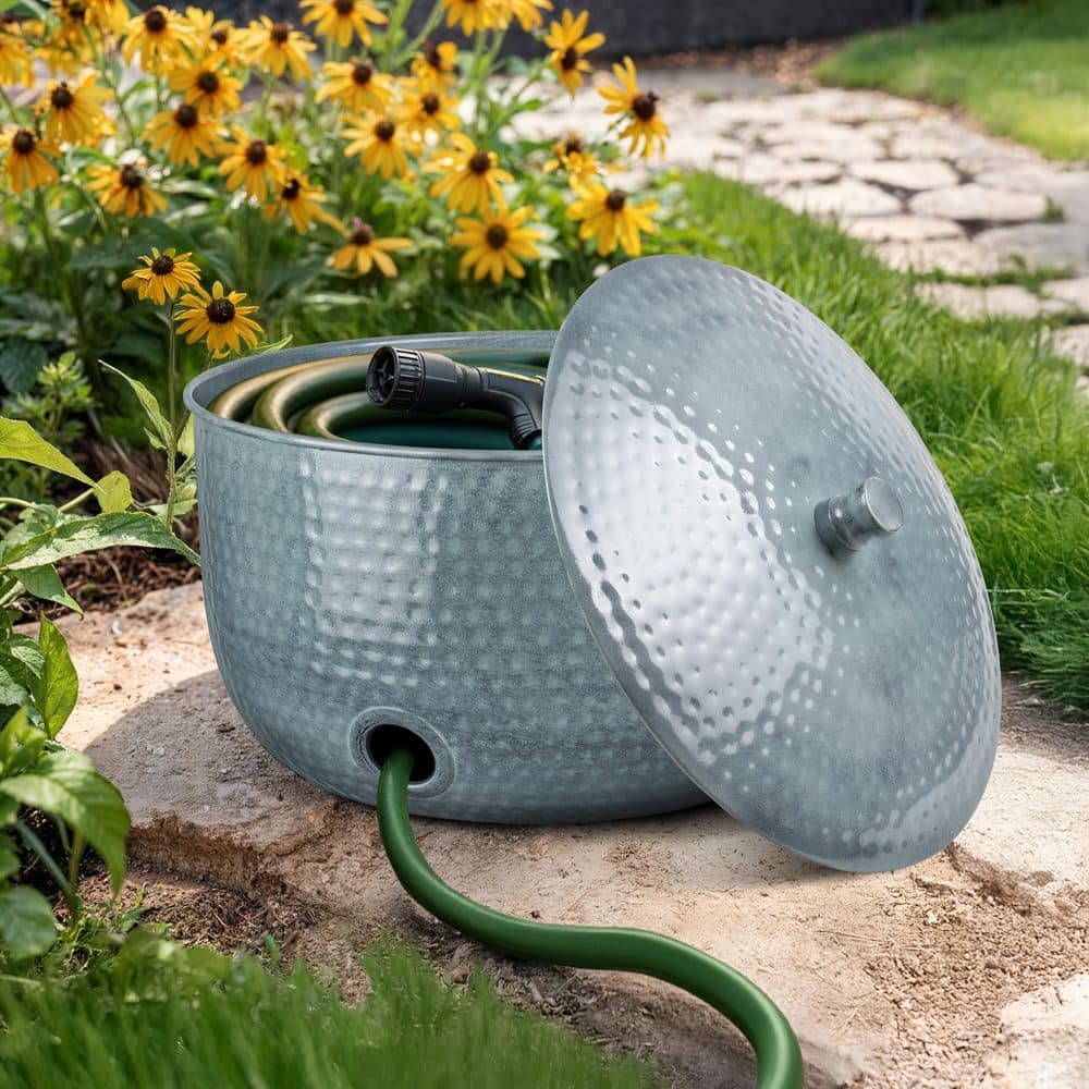Hand Hammered Garden Hose Holder Pot with Lid, Patina price history on PriceWatchPro