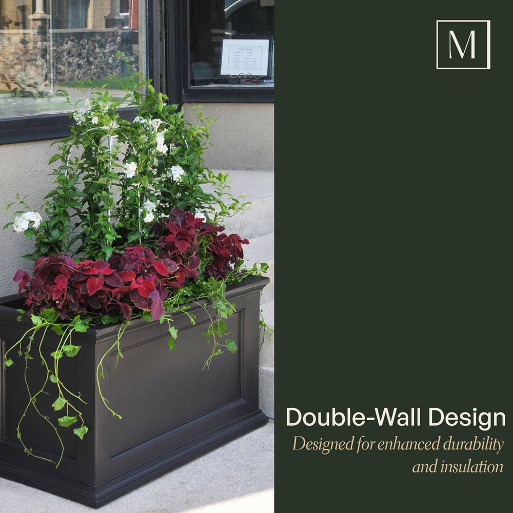White 20x36 Polyethylene Outdoor Patio Planter with Water Reservoir