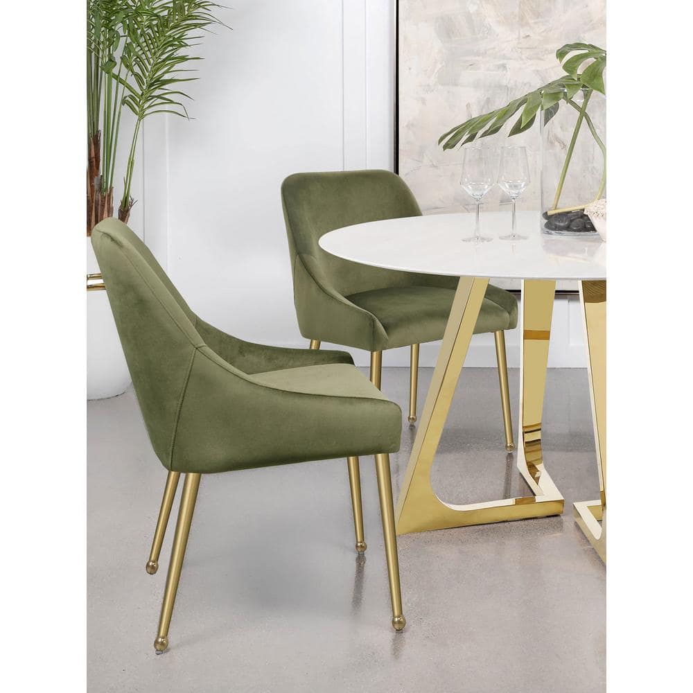 Coaster Home Furnishings Mayette Parsons Wingback Dining Side Chairs Olive (Set of 2)