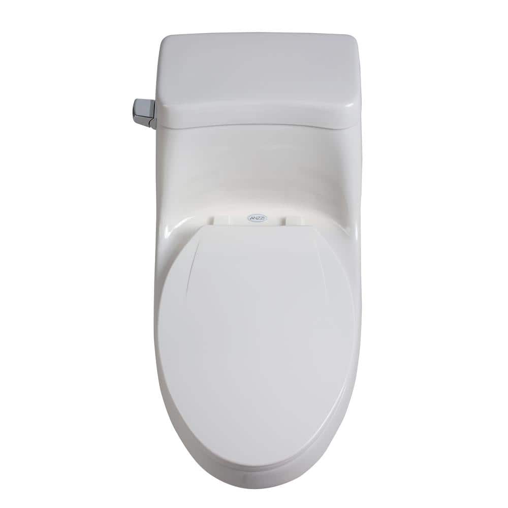Zeus White Vitreous China Elongated One-Piece Toilet with Dual Flush