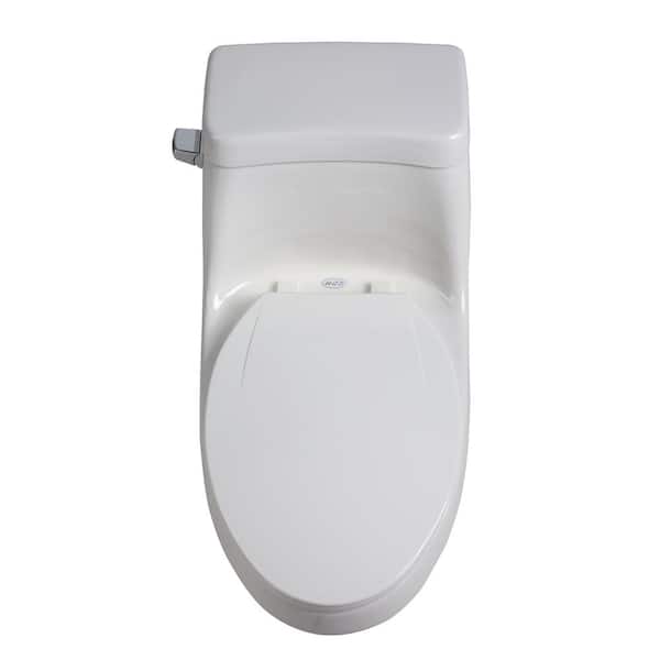 Zeus 1-Piece 1.28 GPF Single Flush Elongated Toilet in White