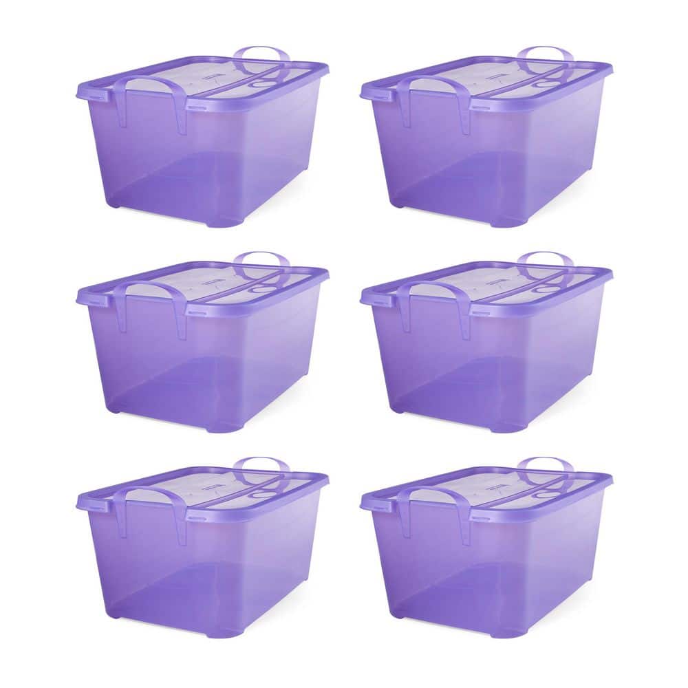 Stackable Storage Bins With Lids and Double Doors 27Gal, 4Pack Collapsible  Storage Bins Plastic Closet Organizers and Storage, Folding Storage Box