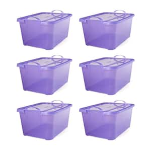 Purple Stackable Closet and Storage Box 55 Qt. Containers (6-Pack)