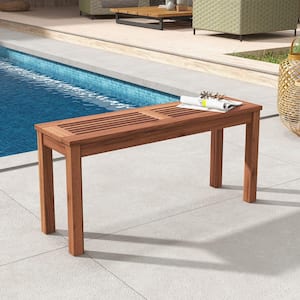 2-Pieces 2-Person Outdoor Bench Patio Bench w/Slatted Seat Weather Resistant Solid Wood Frame