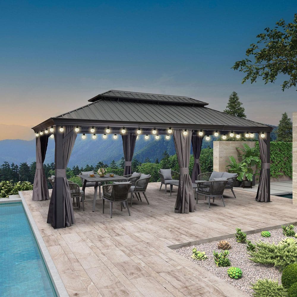 PURPLE LEAF 12 ft.x 20 ft.Gray Luxury Aluminum Frame Hardtop
