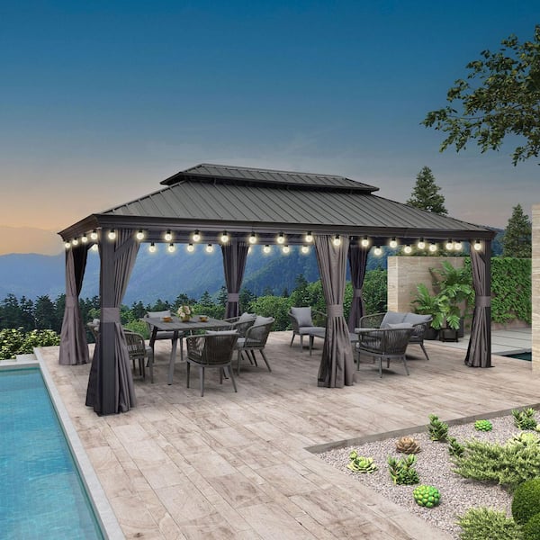 PURPLE LEAF 12 ft.x 20 ft.Gray Luxury Aluminum Frame Hardtop
