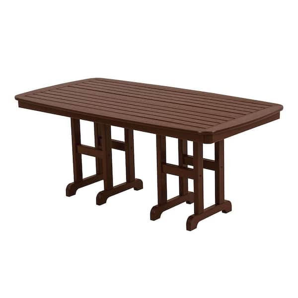 POLYWOOD Nautical 37 in. x 72 in. Mahogany Plastic Outdoor Patio Dining Table