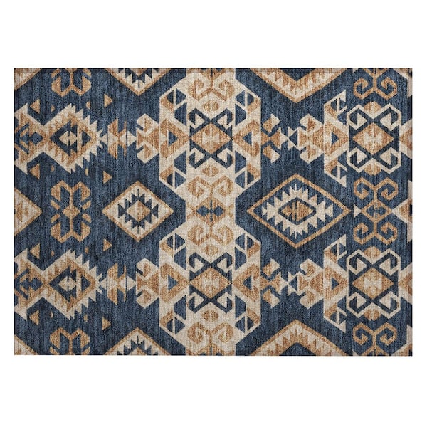 Chantille Machine Washable Indoor/Outdoor Abstract ACN2959 Navy 2 ft. x 3 ft. Accent Rug