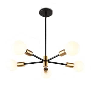 5-Light Gold Height Adjustable Modern Sputnik Chandeliers for Dining Room, Living Room, Bedroom