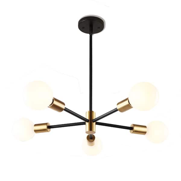 5-Light Gold Height Adjustable Modern Sputnik Chandeliers for Dining Room, Living Room, Bedroom