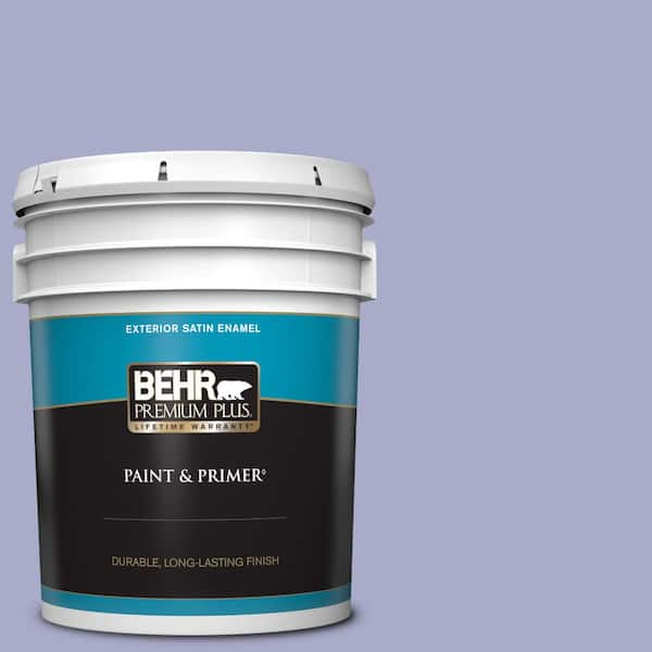 BEHR PREMIUM PLUS 5 gal. #M550-4 Wisteria Blue Satin Enamel Exterior Paint & Primer