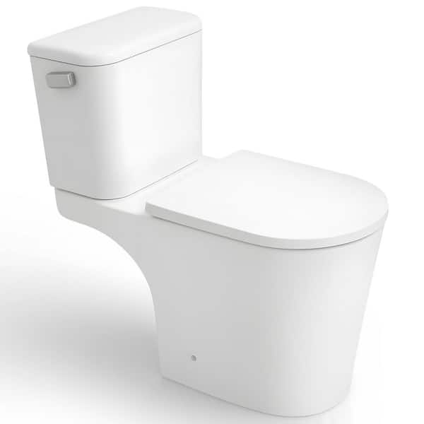 2-Piece Elongated Toilet in White with Soft-Close Lid, 1.6 GPF Flush, Compatible with Macerator Pump (Toilet Only)