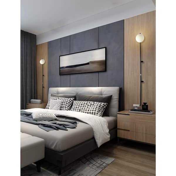 4.72 in. 1-Light Black Modern Plug-in Wall Sconce with Globe Shade, LED Wall Lamp with Switch (No bulb included）