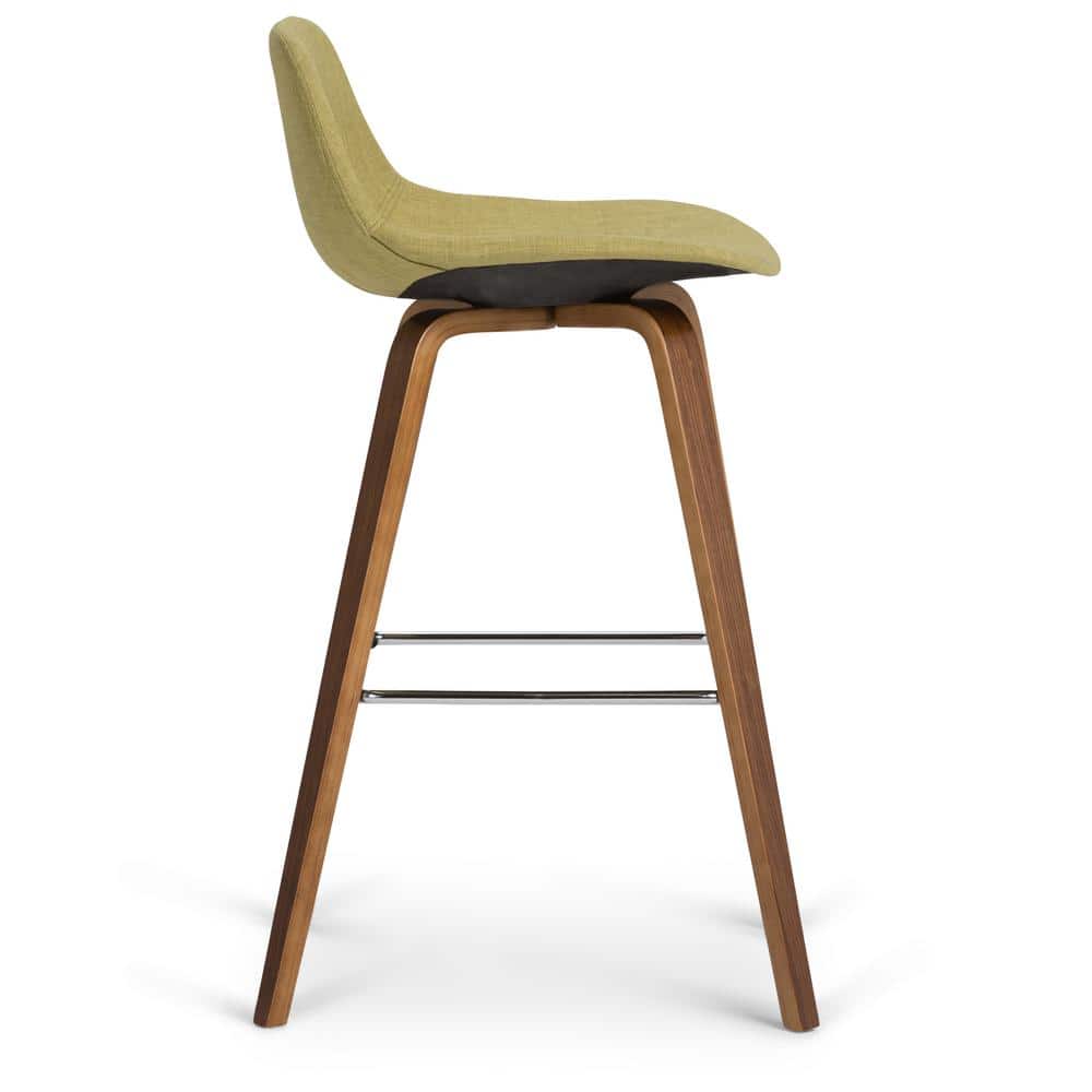 Mid-Century Modern Bentwood Counter Stool in Acid Green Linen Look