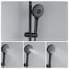 3-Spray Round High Pressure Wall Bar Shower Kit with Hand Shower in Matte Black