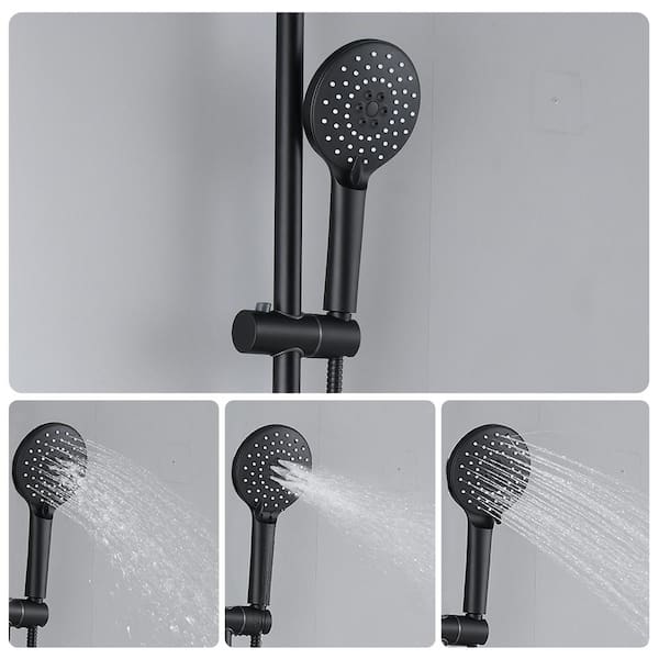 PROOX 5-Spray 8 in. Round Shower System Kit with Hand Shower and Adjustable  Slide Bar Soap Dish in Oil Rubbed Bronze PRAE103ORB - The Home Depot