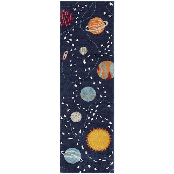 Space Explorer Navy 2 ft. x 7 ft. Solar System Runner Rug