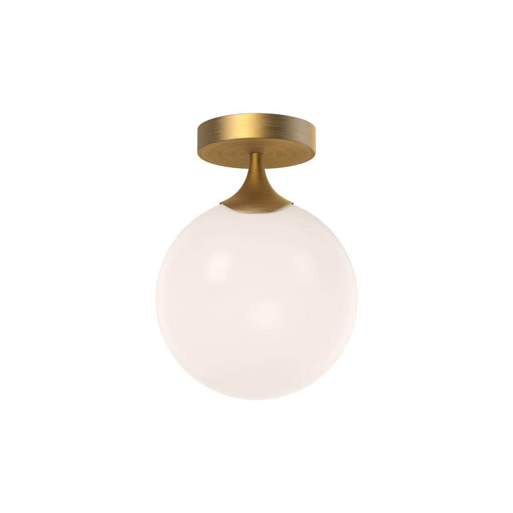 Nouveau 8 in. 1 Light 40-Watt Aged Gold/Opal Matte Glass Flush Mount price history on PriceWatchPro