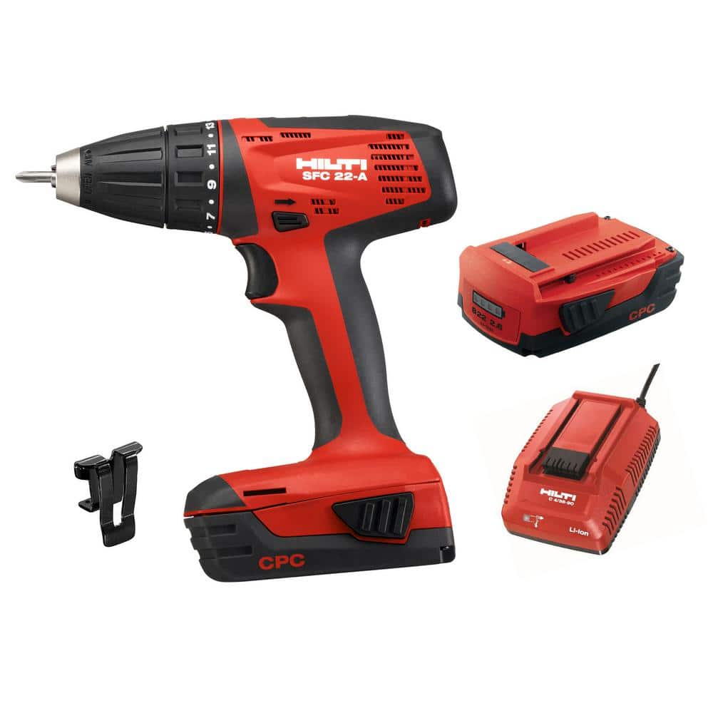 Hilti 22 Volt Lithium Ion 1 2 in. Cordless Compact Drill Driver SFC 22 Kit No Bag 3554488 The Home Depot