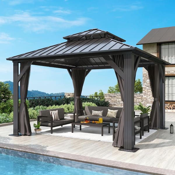 COVERONICS 12 ft. x 12 ft. Hardtop Gazebo, Outdoor Galvanized