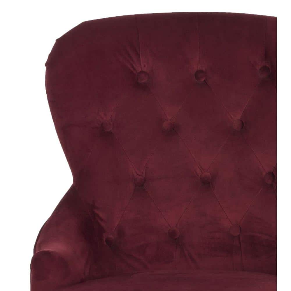 Elegant Red Velvet Contemporary Accent Chair with Curved Spindle Legs