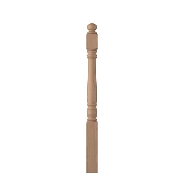 L. J. SMITH STAIR SYSTEMS 3.5 in. D x 3.5 in. W x 47.75 in. L Unfinished Poplar Wood Short Utility Ball Top Newel
