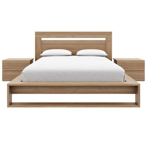 Ophelia 4-Piece Brown Oak Composite Queen Size Bedroom Set