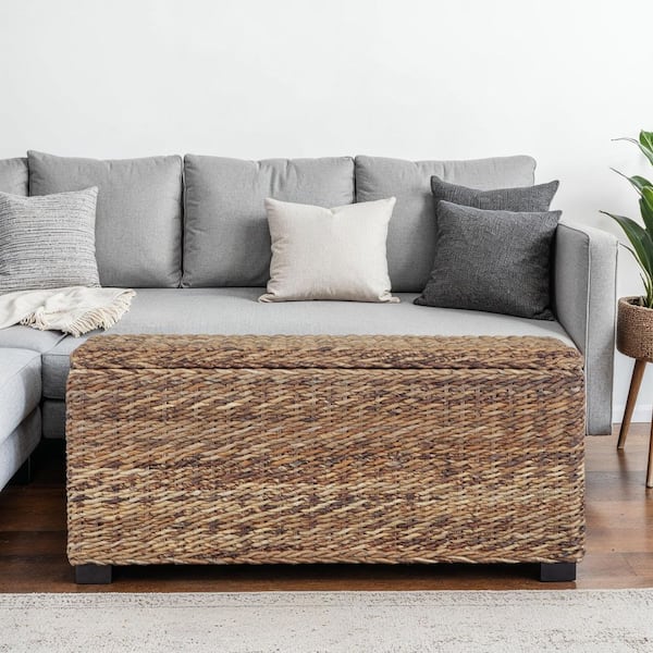 Crawford & Burke Woven Natural Brown Wicker Banana Leaf Trunk 42 in.