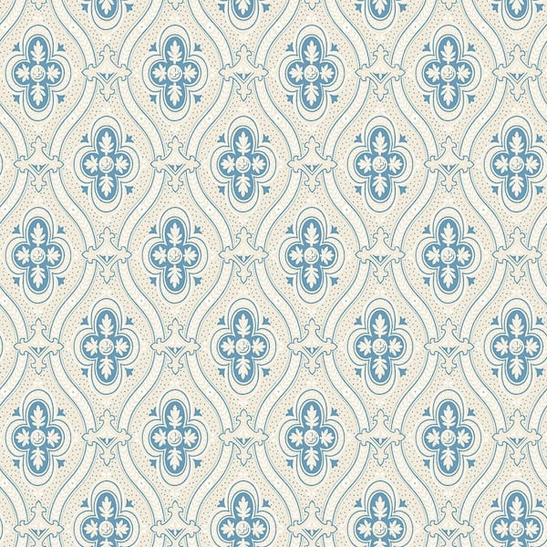 Wall Vision Pigkammaren Blue Ogee Blue Wallpaper Sample