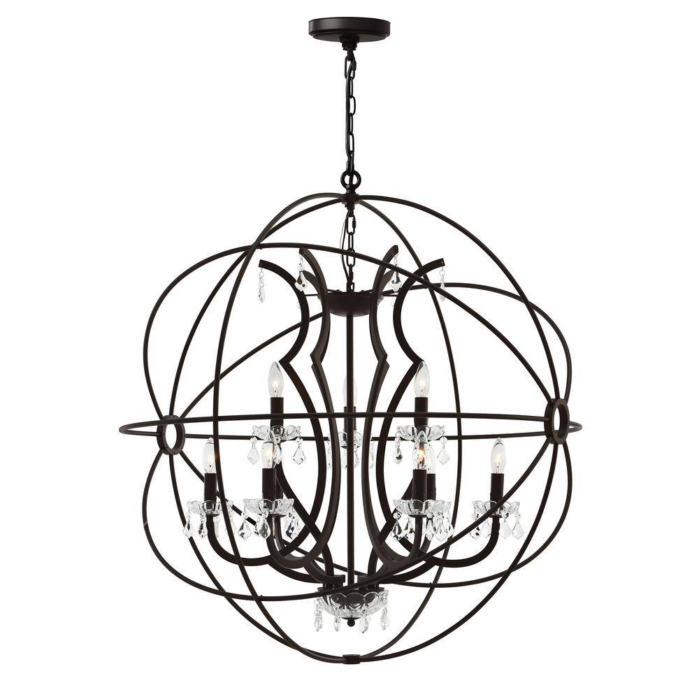 Campechia 9-Light Brown Metal and Crystal Chandelier