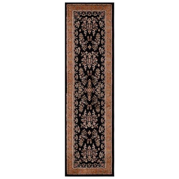 Lyndhurst Black/Tan 2 ft. x 6 ft. Border Runner Rug