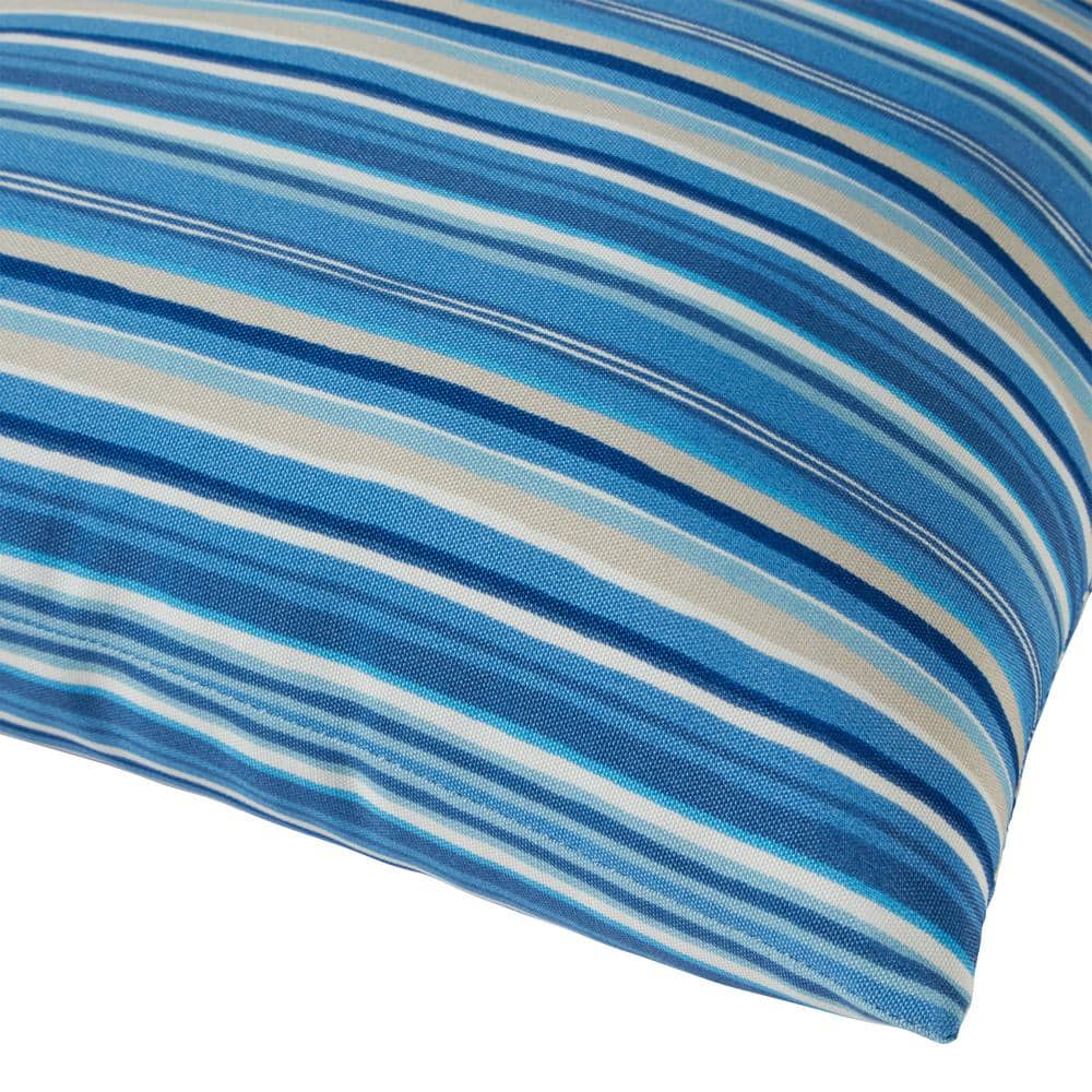 Sapphire Stripe 17" Square Outdoor Throw Pillows (Set of 2)