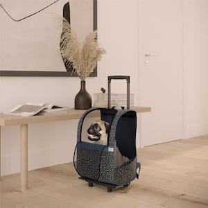 Kaya Navy Blue Pet Carrier Trolley for Travel with Shock Absorbent Wheels