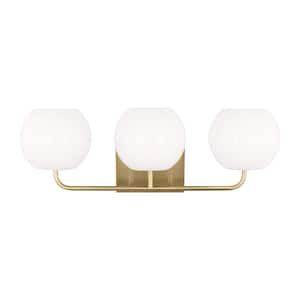 Rory Large 25 in. 3-Light Satin Bronze Bathroom Vanity Light with Opal Glass Shades