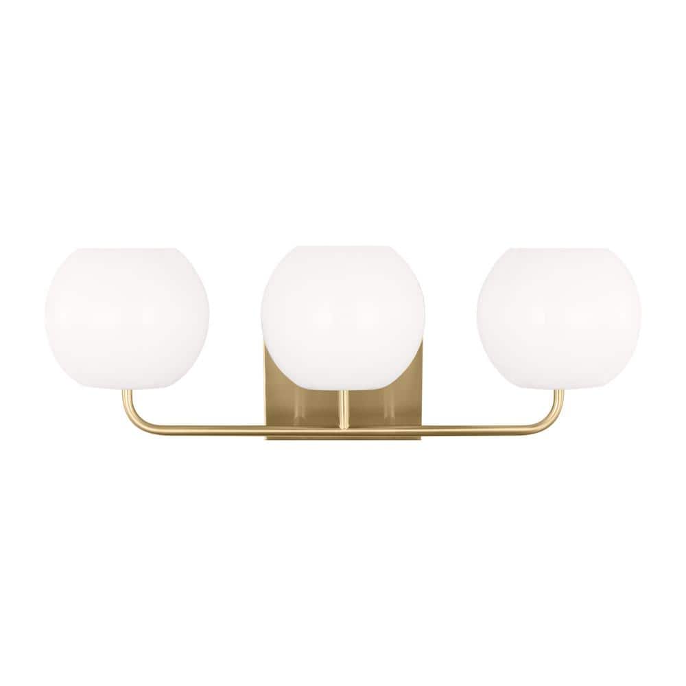 Doraville Large 25 in. 3-Light Satin Bronze Bathroom Vanity Light with Opal Glass Shades price history on PriceWatchPro