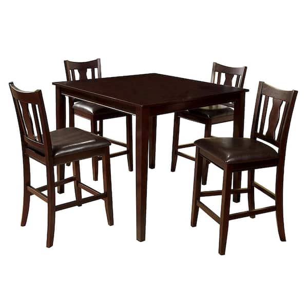William's Home Furnishing West Creek II 5-Piece Espresso Transitional Style Counter Height Table Set