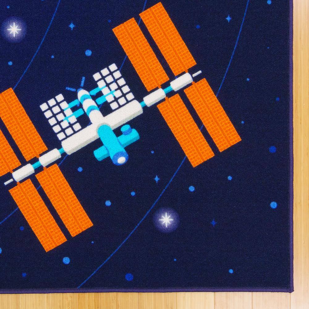 Blue 6' x 9' Solar System Educational Kids Area Rug