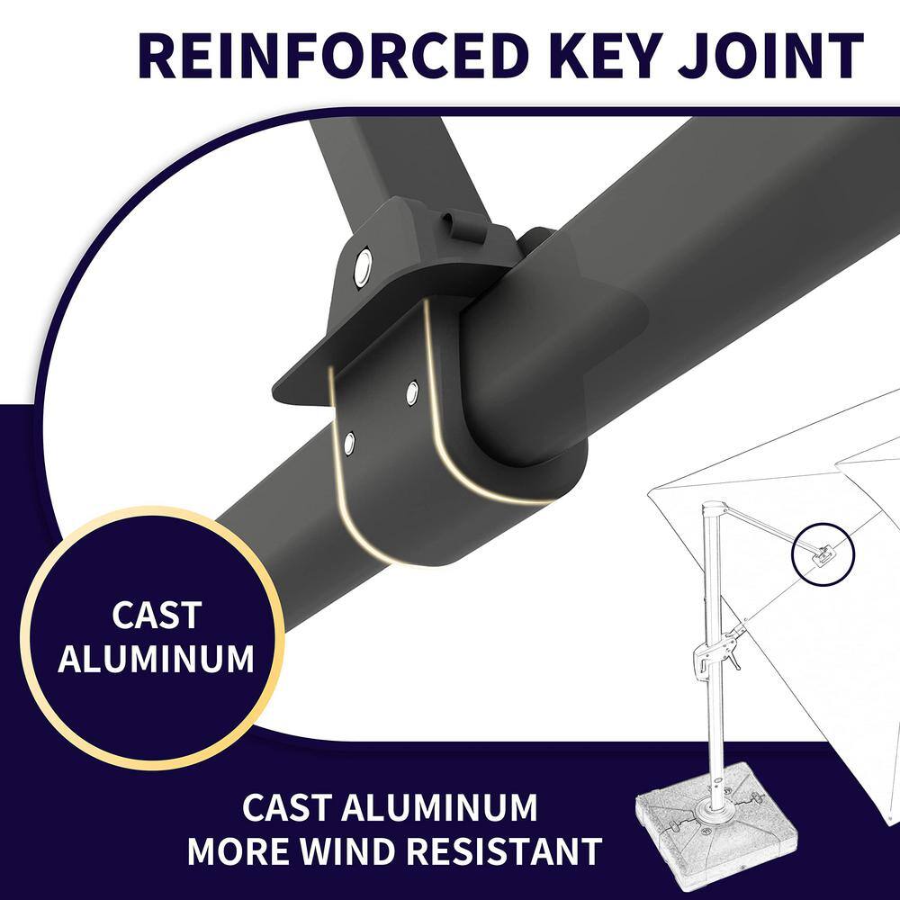 Navy Blue Rectangular Cantilever Patio Umbrella with Aluminum Pole