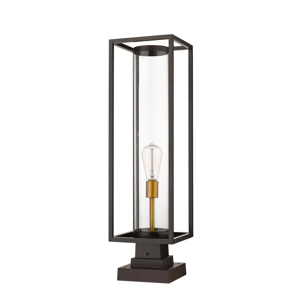 Deep Bronze and Brass Outdoor Pier Mount Light