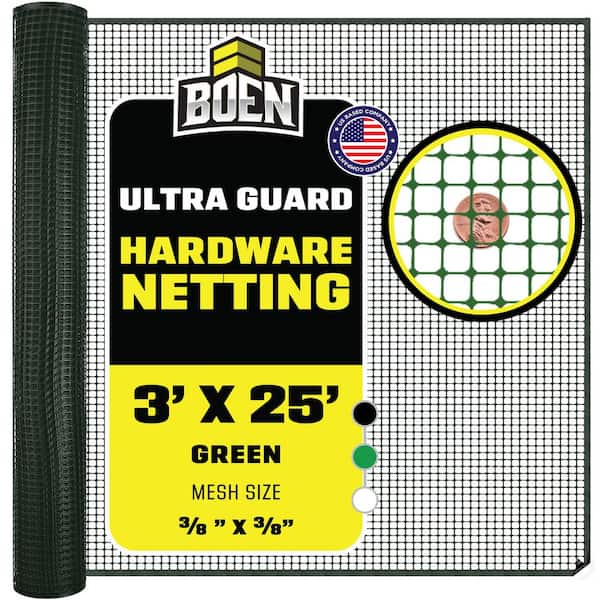 BOEN 3 ft. x 25 ft. Green Plastic Hardware Net