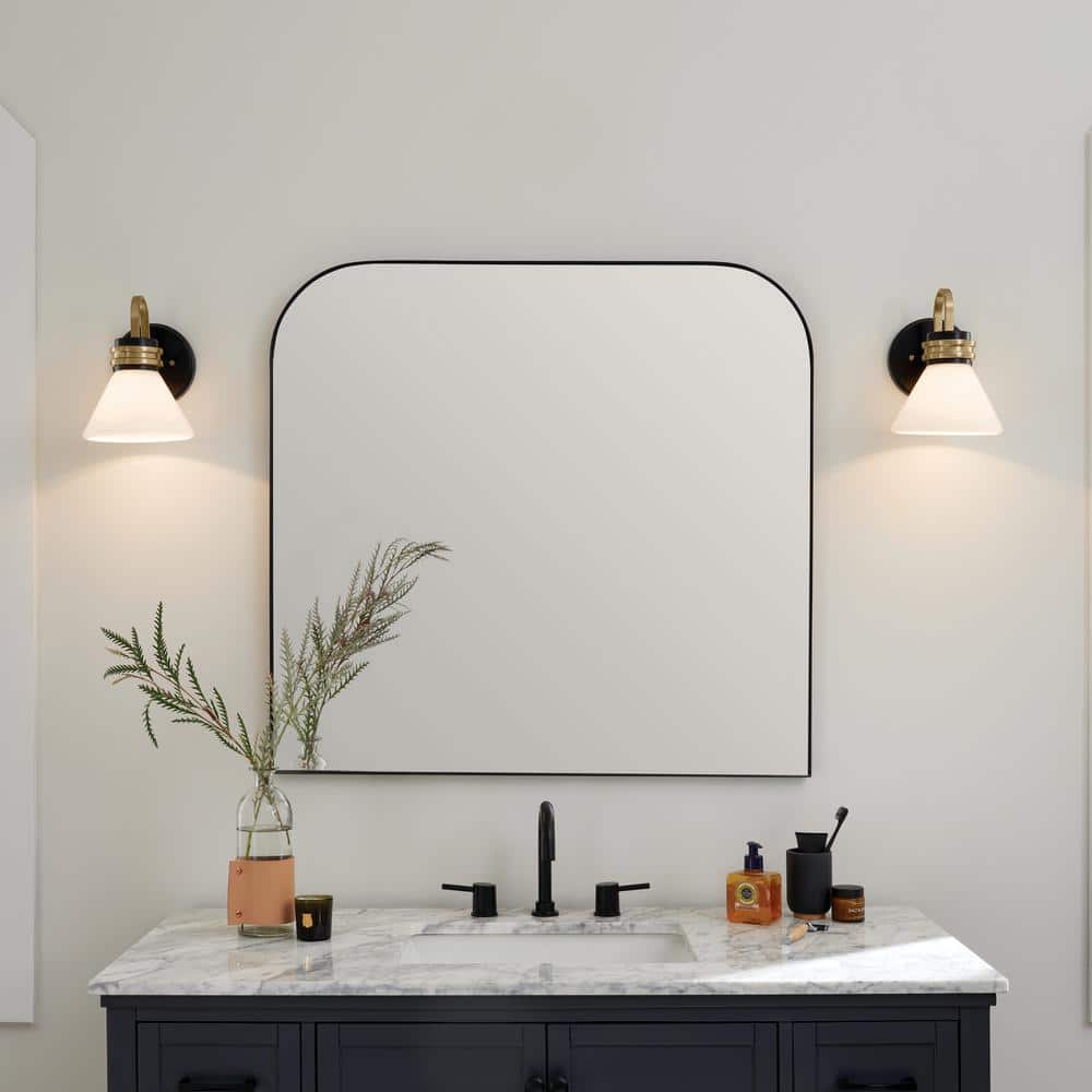 Black and Bronze Opal Glass Dimmable Wall Sconce