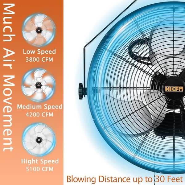 20 in. 3-Speeds Outdoor Wall Mounted Fan in Yellow with IP44 Enclosure Motor, Sealed Control Box, GFCI Plug