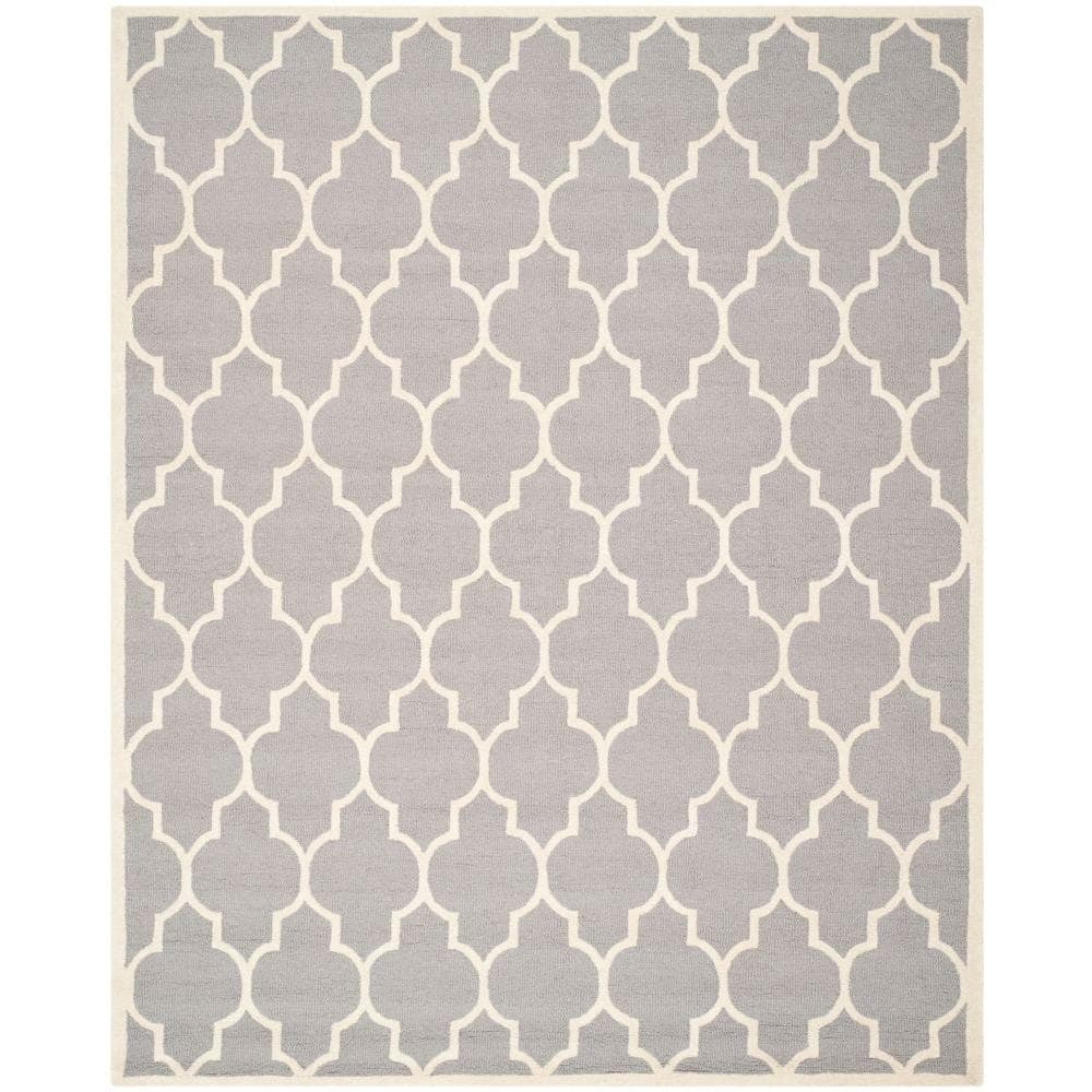 Hand-Tufted Elegance Silver & Ivory Wool 8' x 10' Area Rug