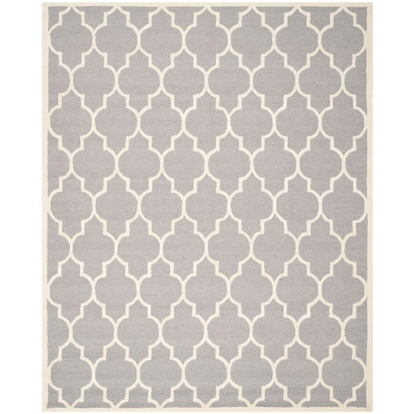 SAFAVIEH Cambridge Silver/Ivory 8 ft. x 10 ft. Border Geometric Trellis Area Rug