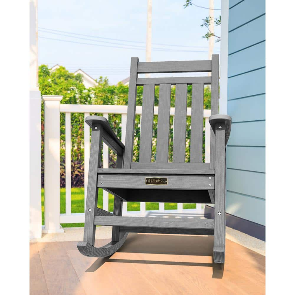 JEAREY HDPE Gray Adirondack Rocking Chair 1 Pack PERAC HD GY The   Plastic Adirondack Chairs Perac Hd Gy 64 1000 