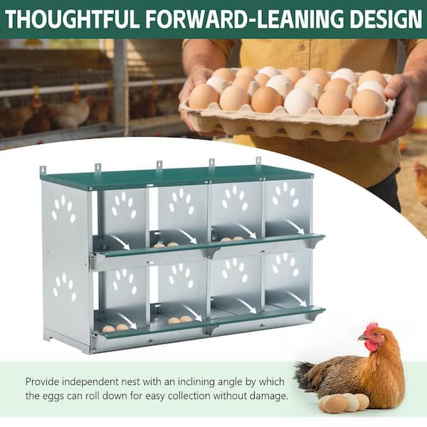 3.5 ft. W x 1.4 ft. D Metal Shed, 8-Compartment Chicken Nesting