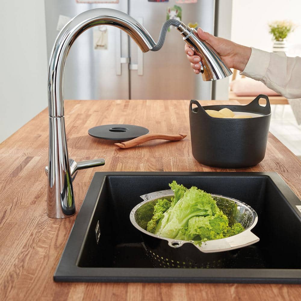 Chrome Modern Pull-Down Kitchen Faucet with Spray