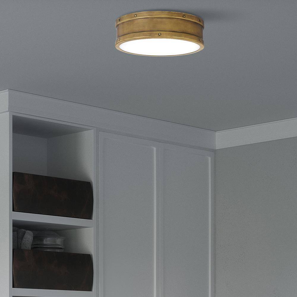 Elegant Gold LED Flush Mount Ceiling Light with Etched Diffuser