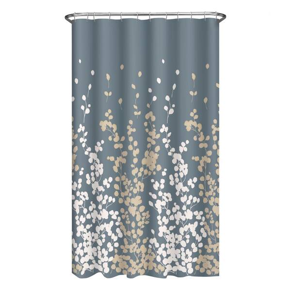 Maytex Sylvia Faux Silk Fabric 70 In X, Grey White And Tan Shower Curtains